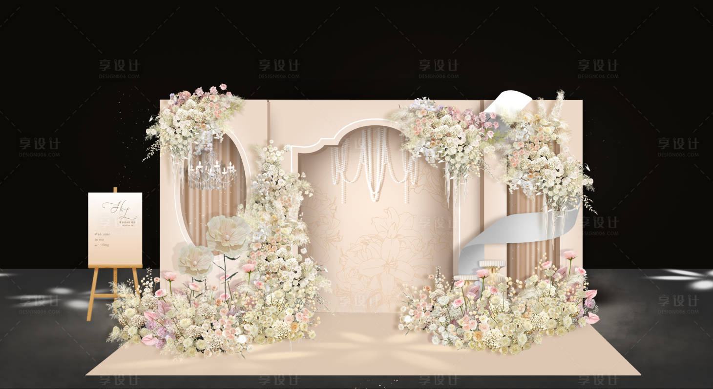 源文件下載【享設計】搜索編號：96160025417572327【香檳色小香風婚禮美陳】
