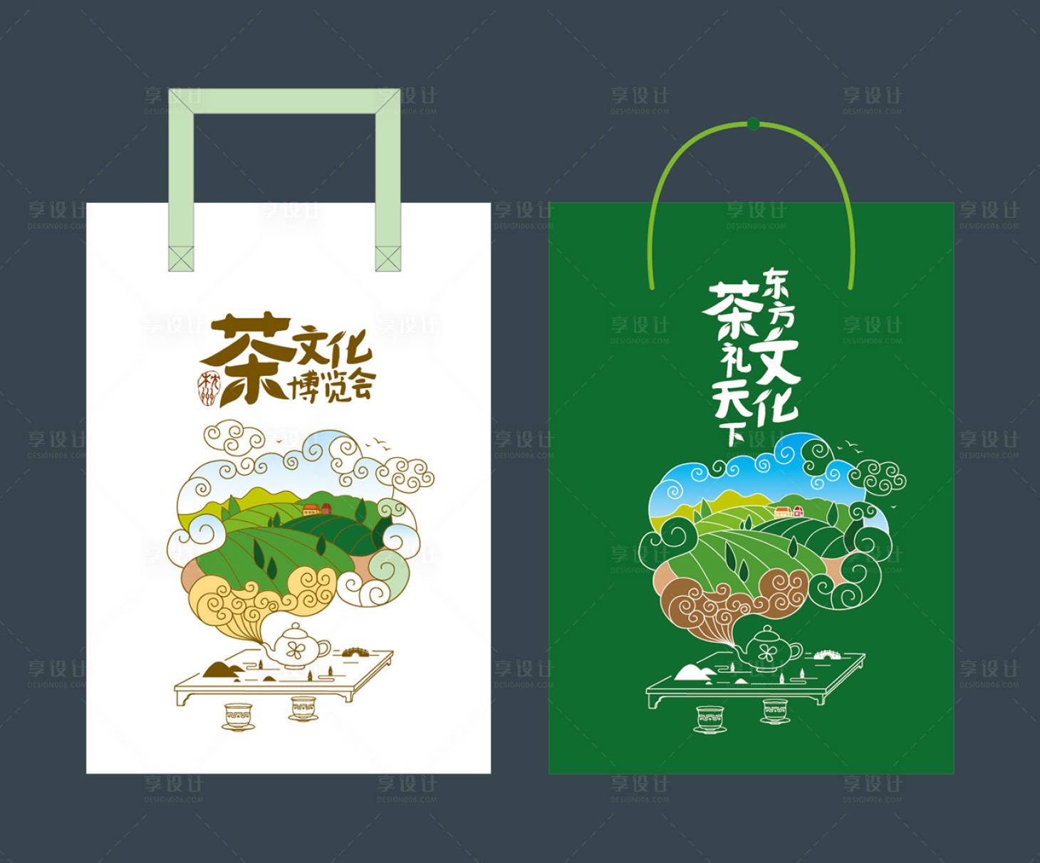 源文件下载【享设计】搜索编号：85920024964207239【茶文化手提袋】
