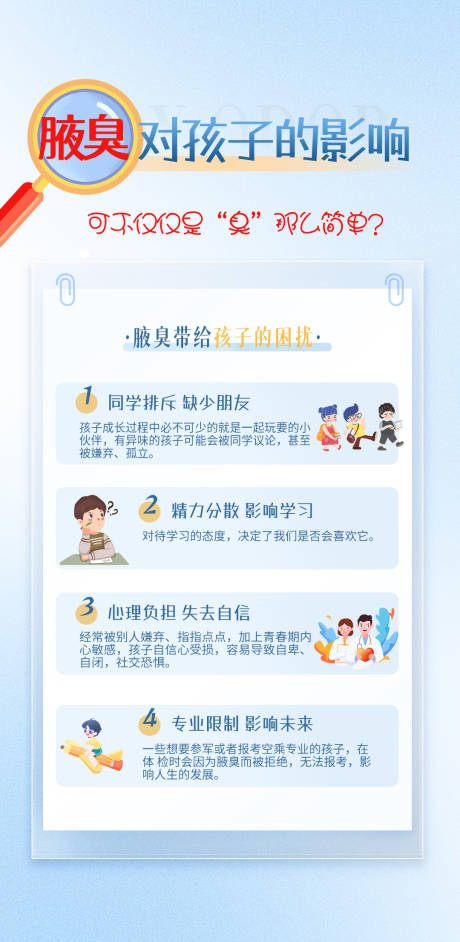 源文件下载【享设计】搜索编号：31490025026439723【医美腋臭儿童科普宣传海报】