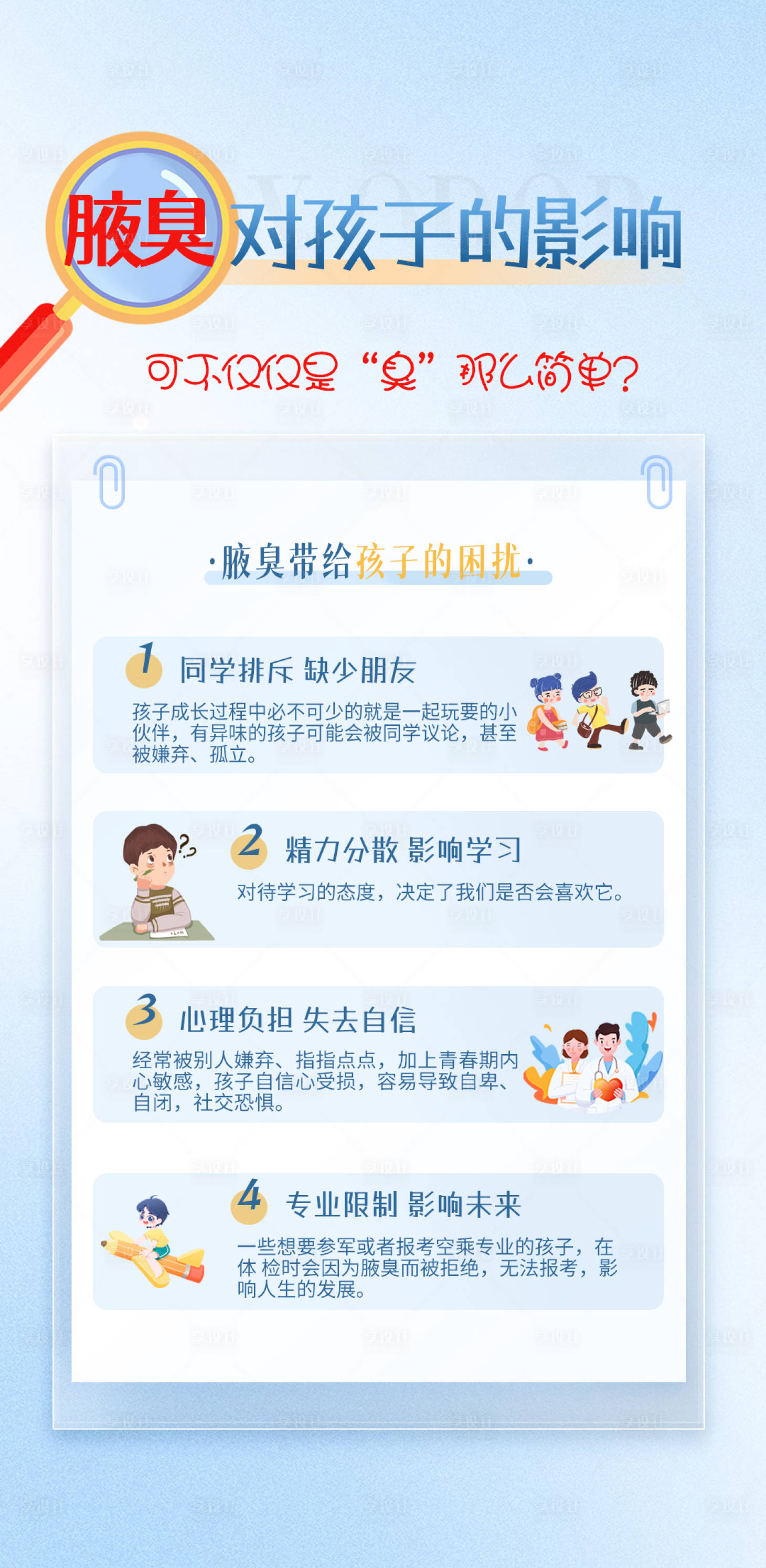 源文件下載【享設(shè)計(jì)】搜索編號(hào)：31490025026439723【醫(yī)美腋臭兒童科普宣傳海報(bào)】