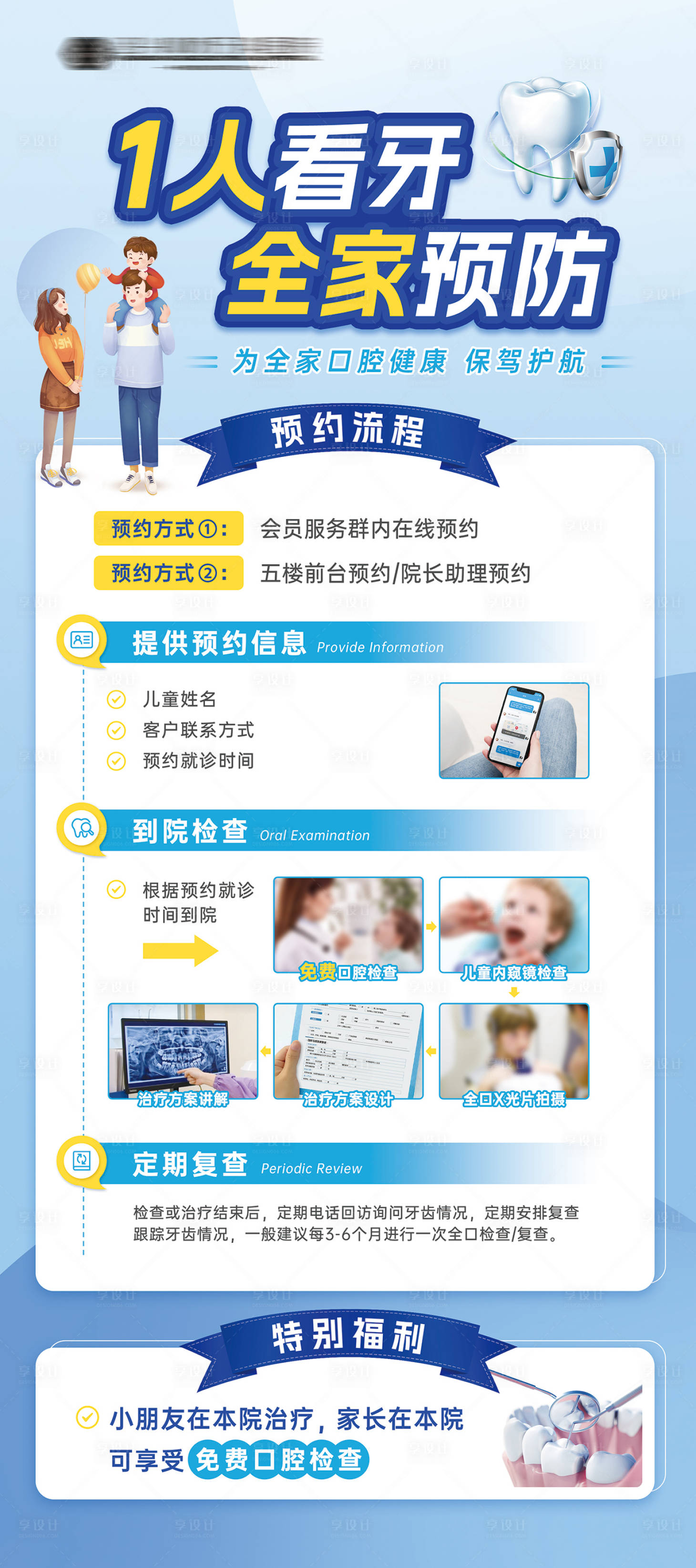 源文件下载【享设计】搜索编号：74160025417982180【口腔预约流程海报】