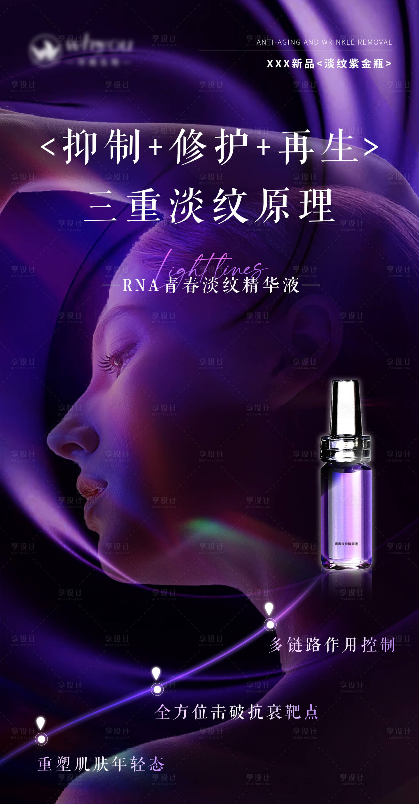 源文件下载【享设计】搜索编号：27130024939648102【紫色医美美妆护肤功效海报】