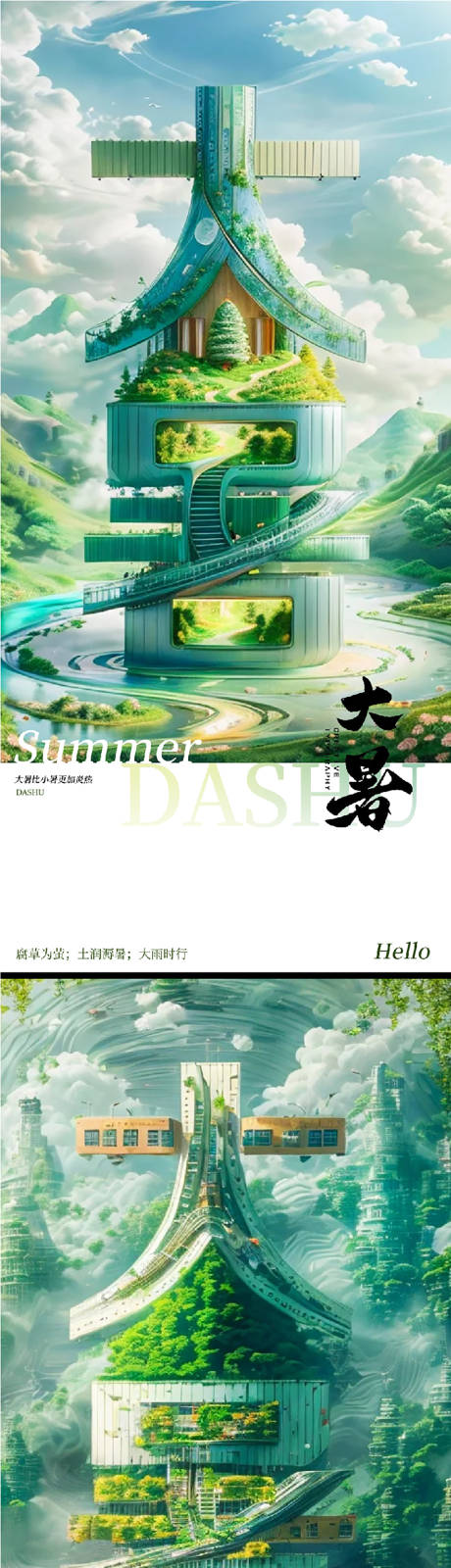 源文件下载【大暑节气移动端海报】编号：30970025087414580