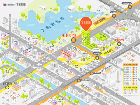源文件下载【享设计】搜索编号：91070024886417177【房地产2.5D正交创意区位图】