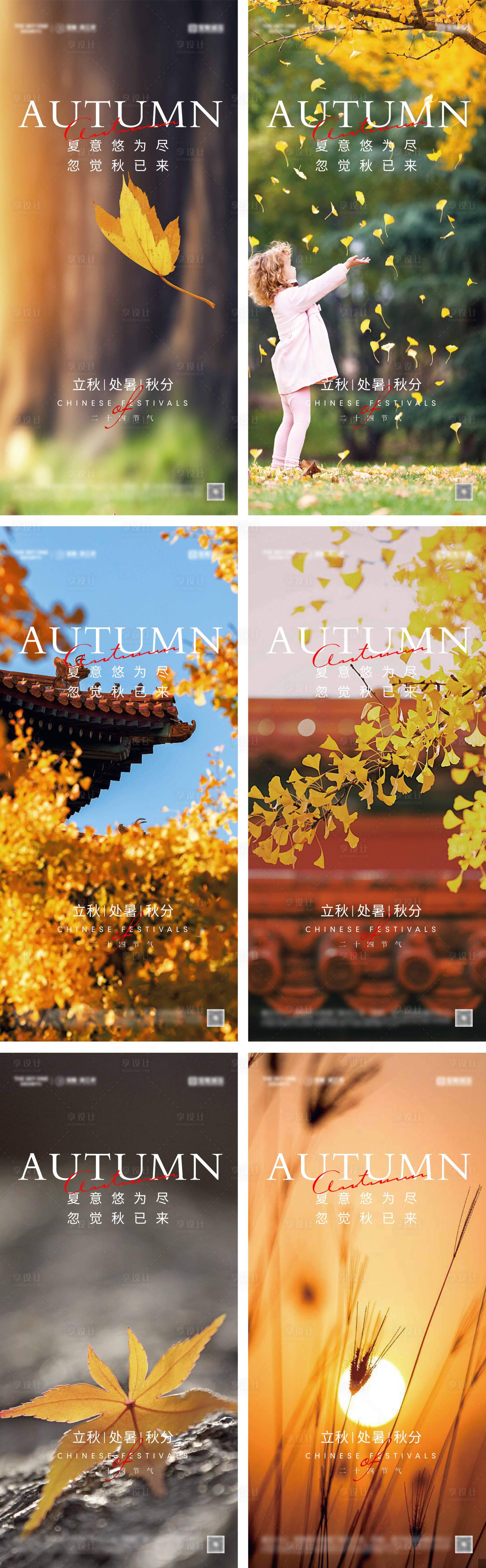 源文件下载【立秋处暑秋分节气海报】编号：37670025424038013