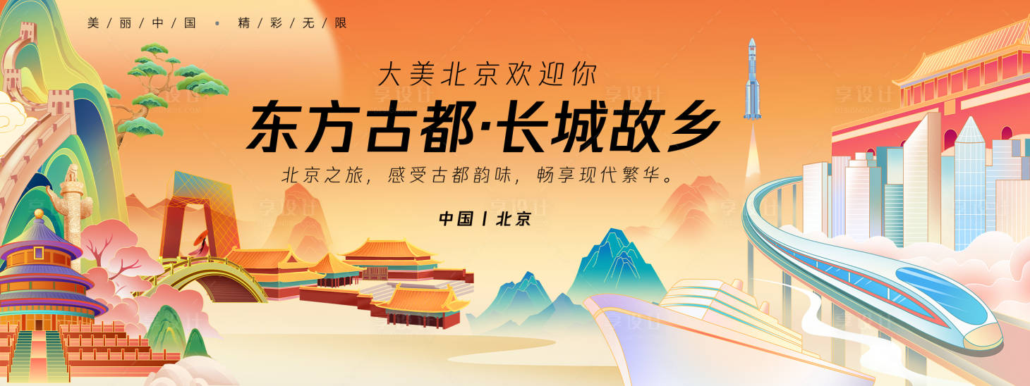 源文件下載【享設計】搜索編號：30020025184957043【國潮風北京城市旅游背景板 】