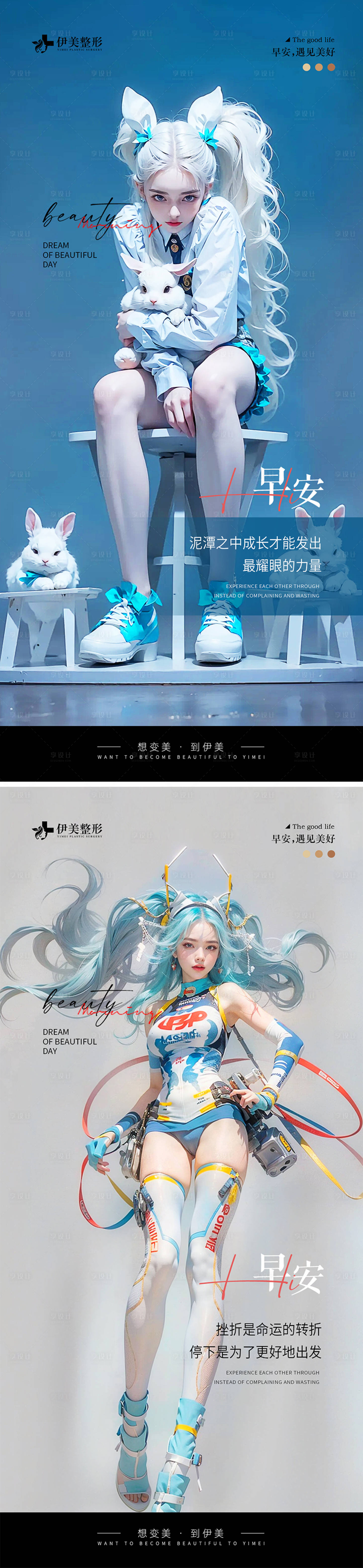 源文件下载【医美早安图系列海报】编号：44050025049689696
