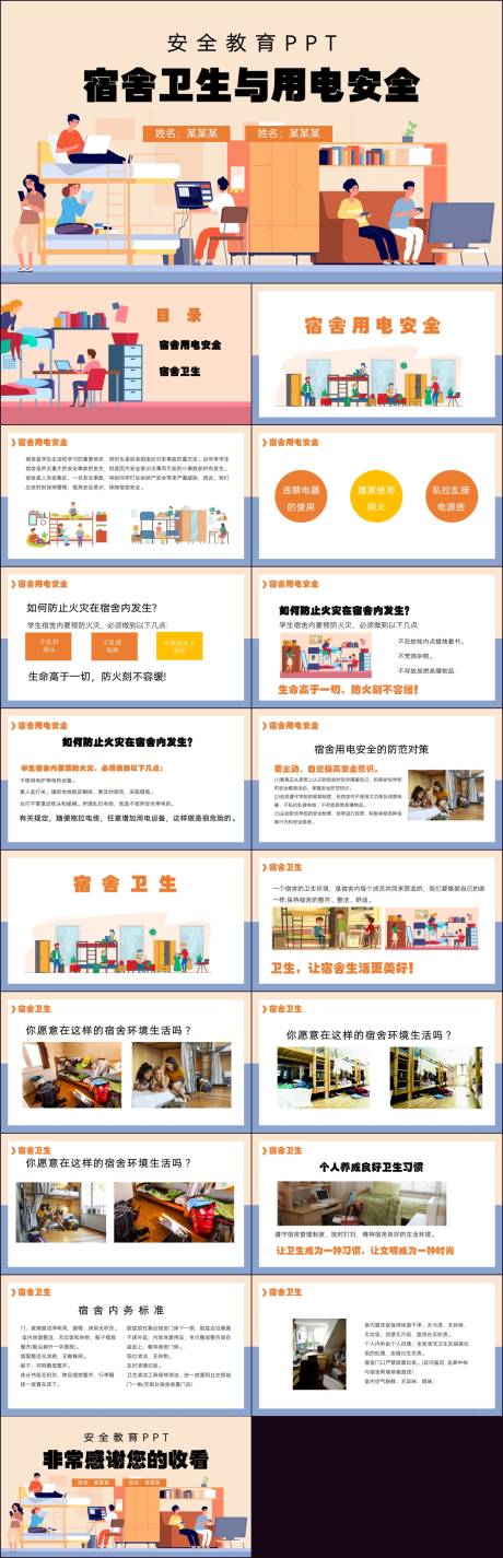 宿舍卫生与用电安全宣传PPT
