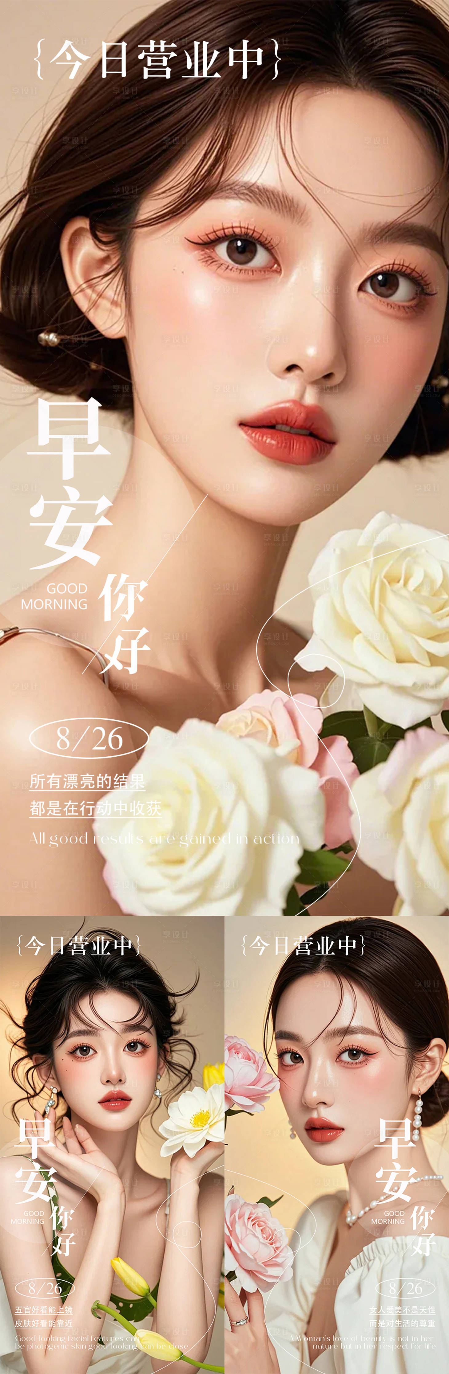源文件下載【享設計】搜索編號：91530025884869390【醫美美業早安系列海報】