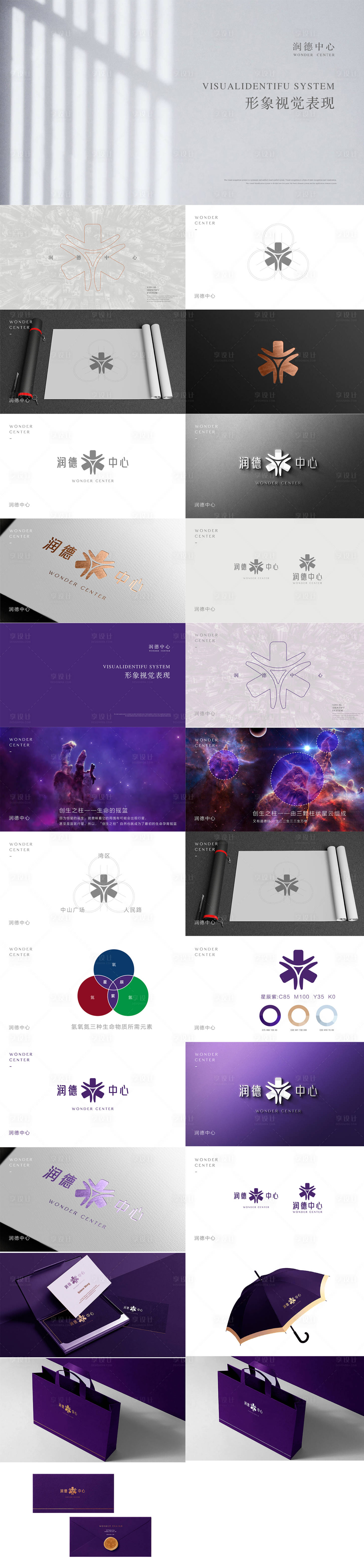 源文件下载【享设计】搜索编号：81390025582348074【紫色地产logo设计推导vi设计模板】