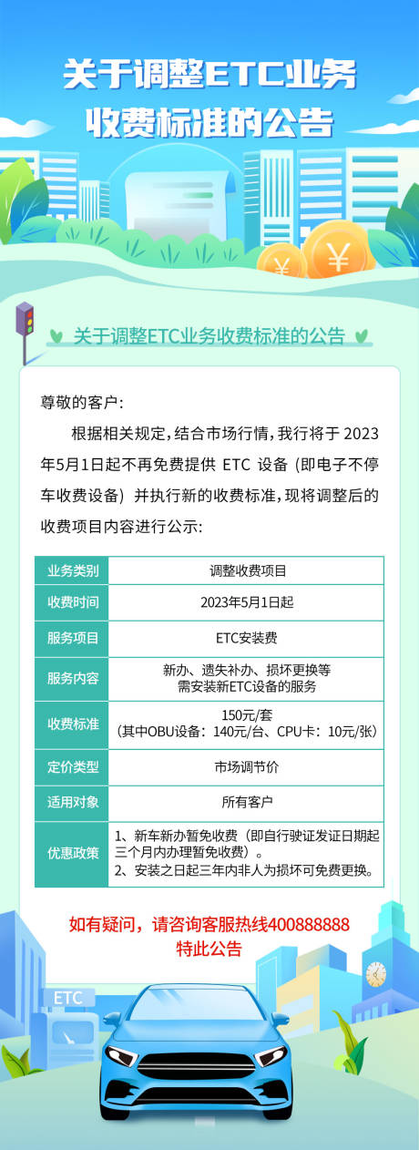 ETC收费公告海报