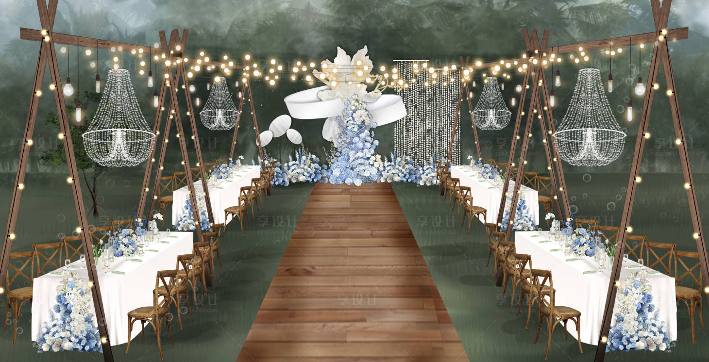 源文件下载【享设计】搜索编号：26010025709051686【户外婚礼晚宴效果图】