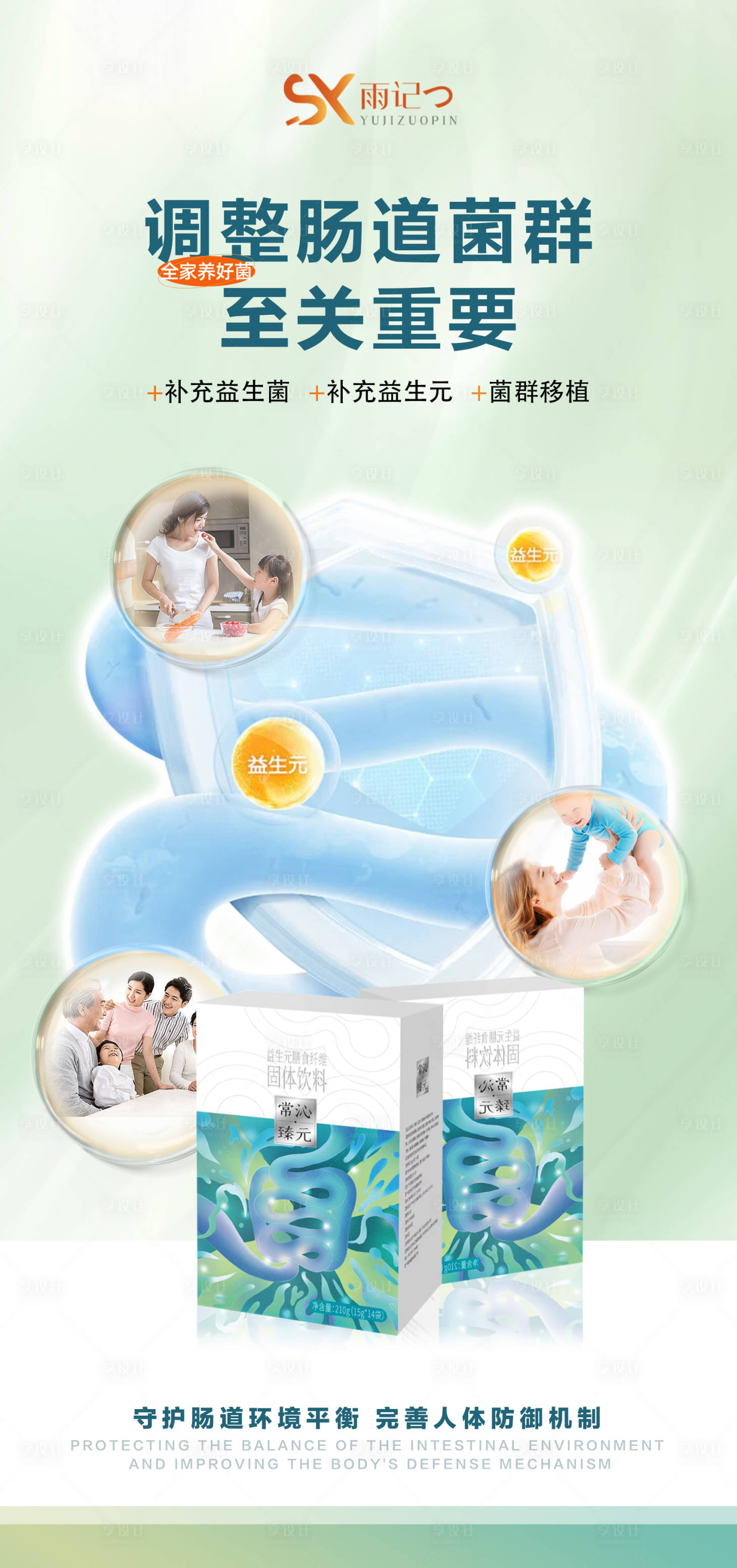 源文件下载【享设计】搜索编号：61580025761557989【肠道菌群产品海报】