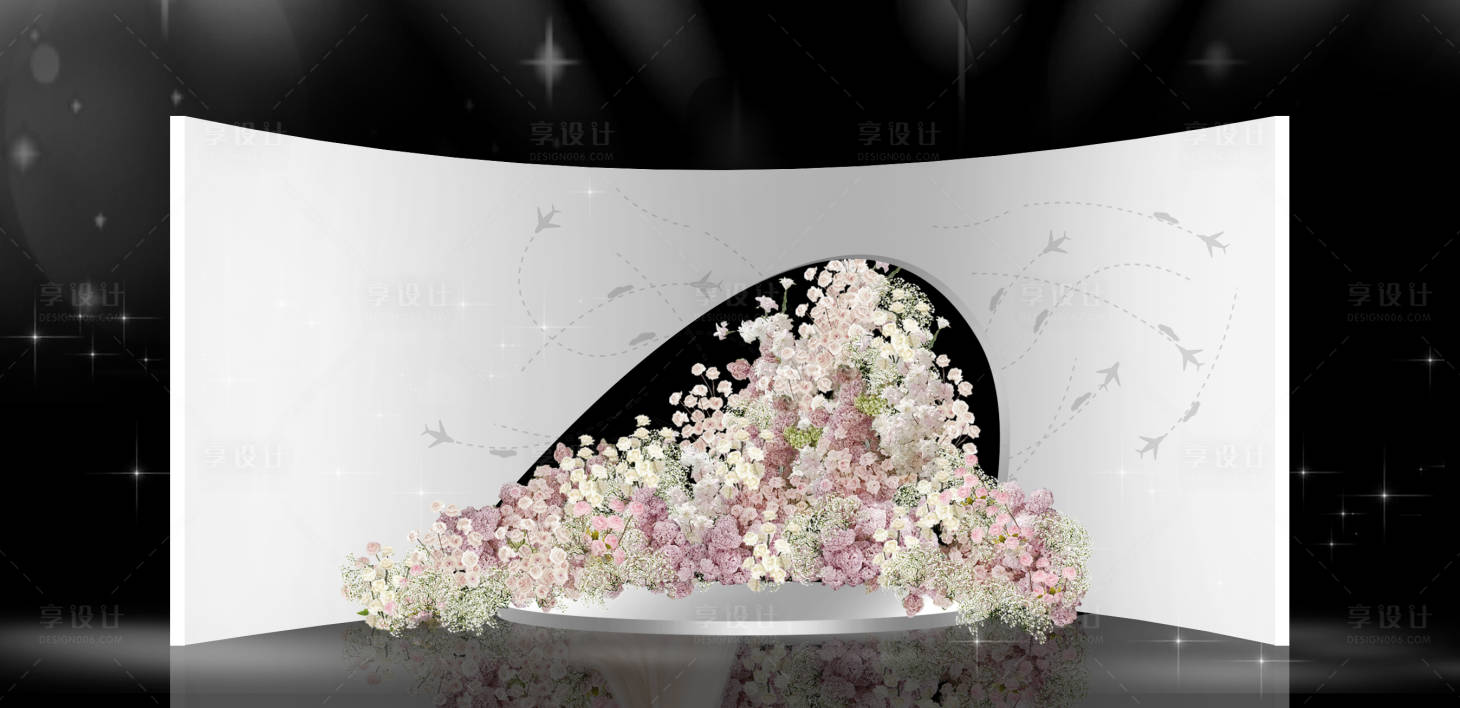 源文件下载【享设计】搜索编号：84930025981683301【粉白色韩式婚礼效果图】