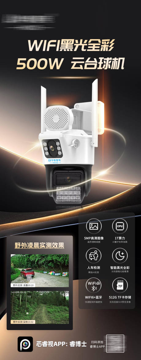 源文件下载【监控摄像头云台球机粽金海报】编号：48430025468528176