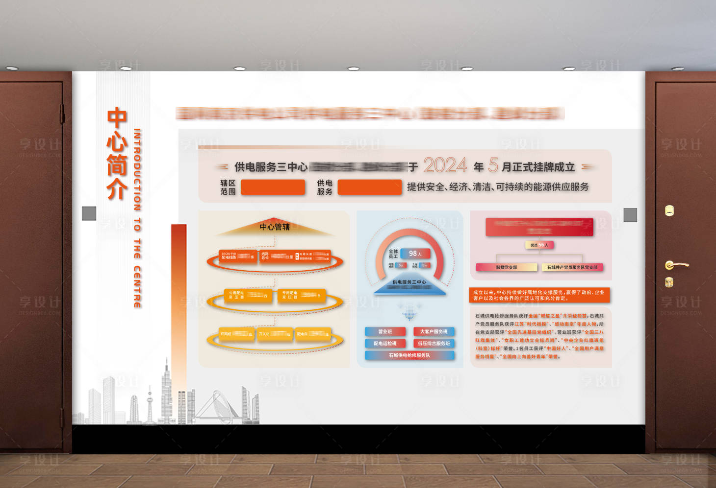 源文件下載【享設(shè)計】搜索編號：58530025466752604【中心簡介文化墻背景板】