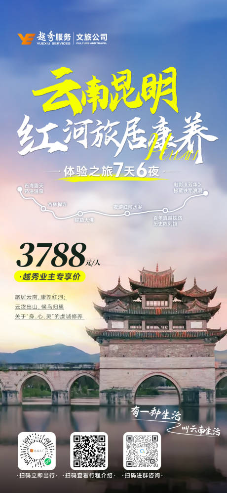 夕阳团云南旅游海报