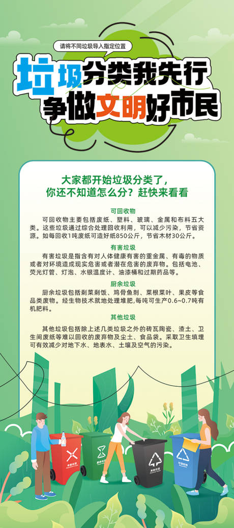 源文件下載【享設計】搜索編號：29870025570973714【綠色垃圾分類活動宣傳海報展架】