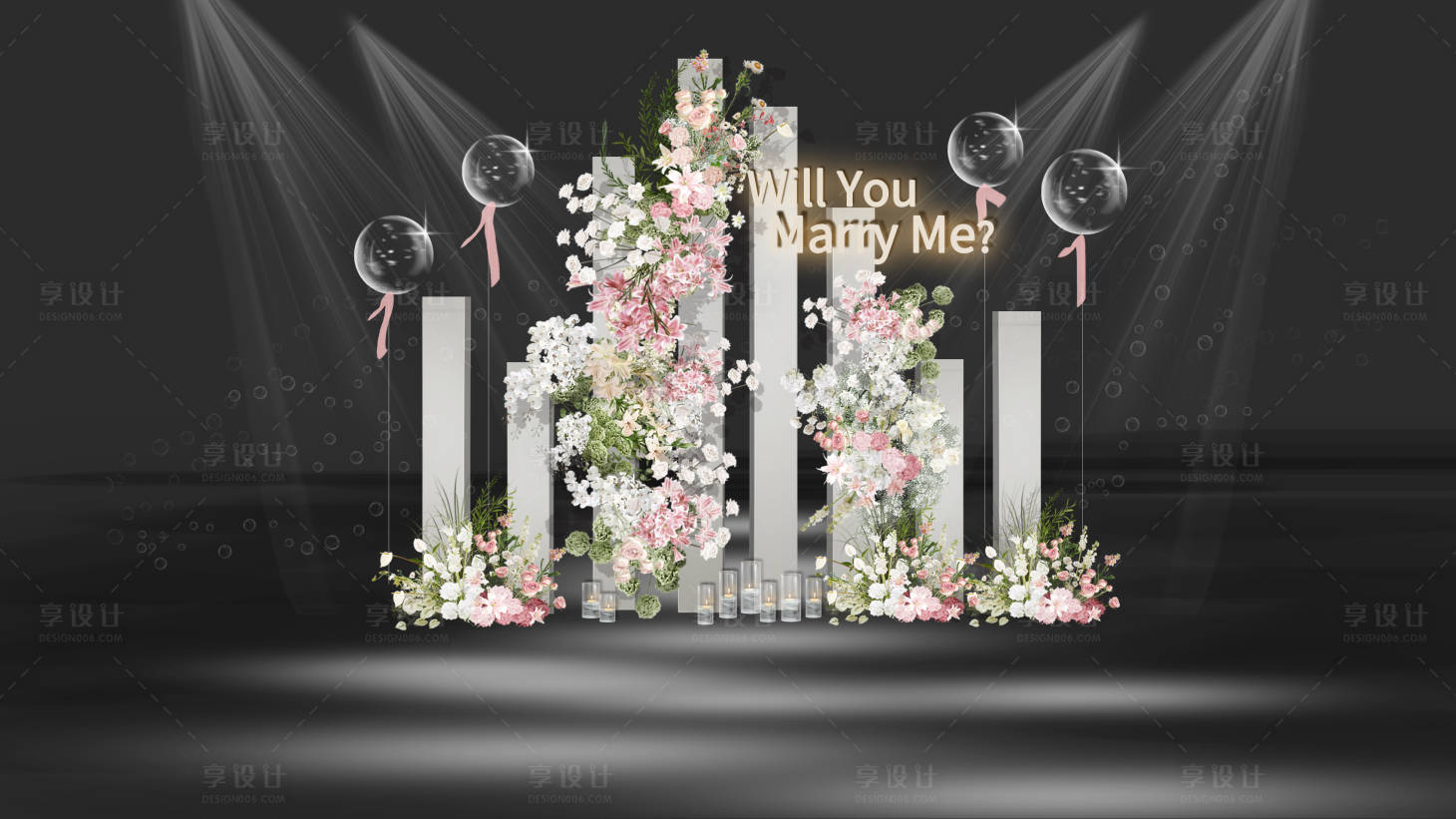 源文件下载【粉白色韩式求婚设计效果图】编号：39970025770326671
