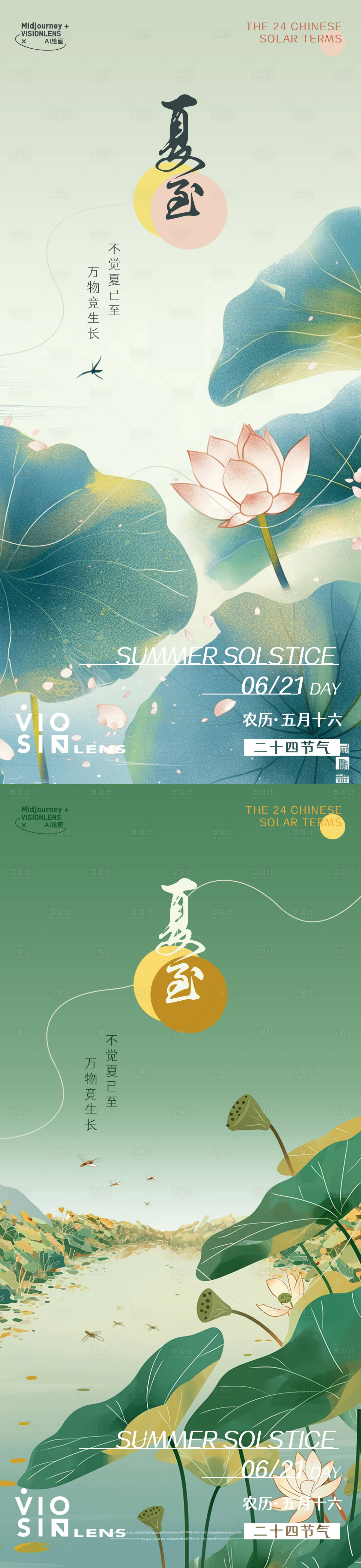 源文件下载【享设计】搜索编号：36210025775238804【二十四节气夏至借势系列海报】