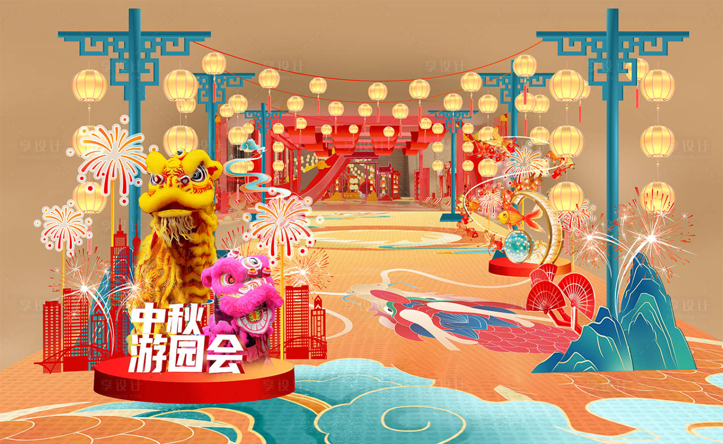 源文件下载【中秋游园会美陈】编号：78000025750181342