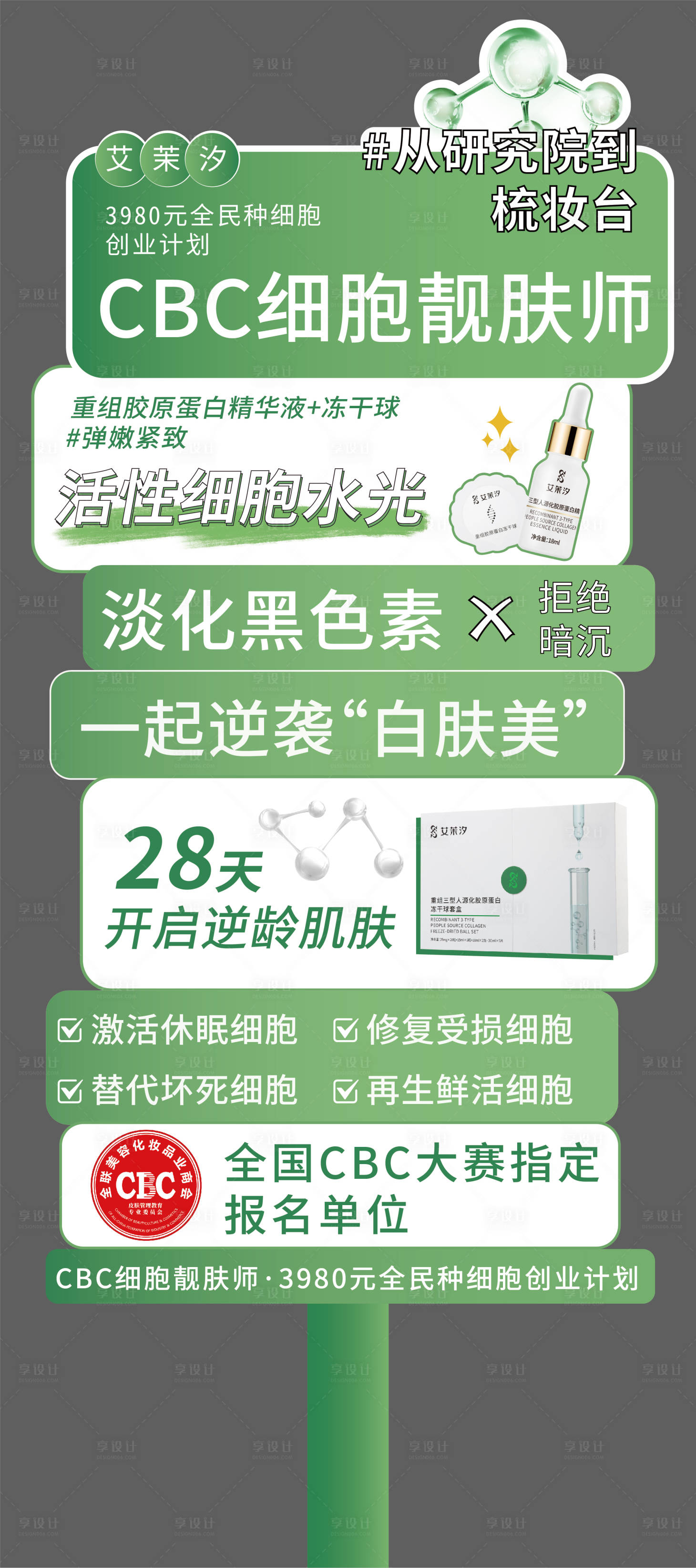 源文件下载【享设计】搜索编号：87370025858382192【美业化妆品护肤品异形展板】