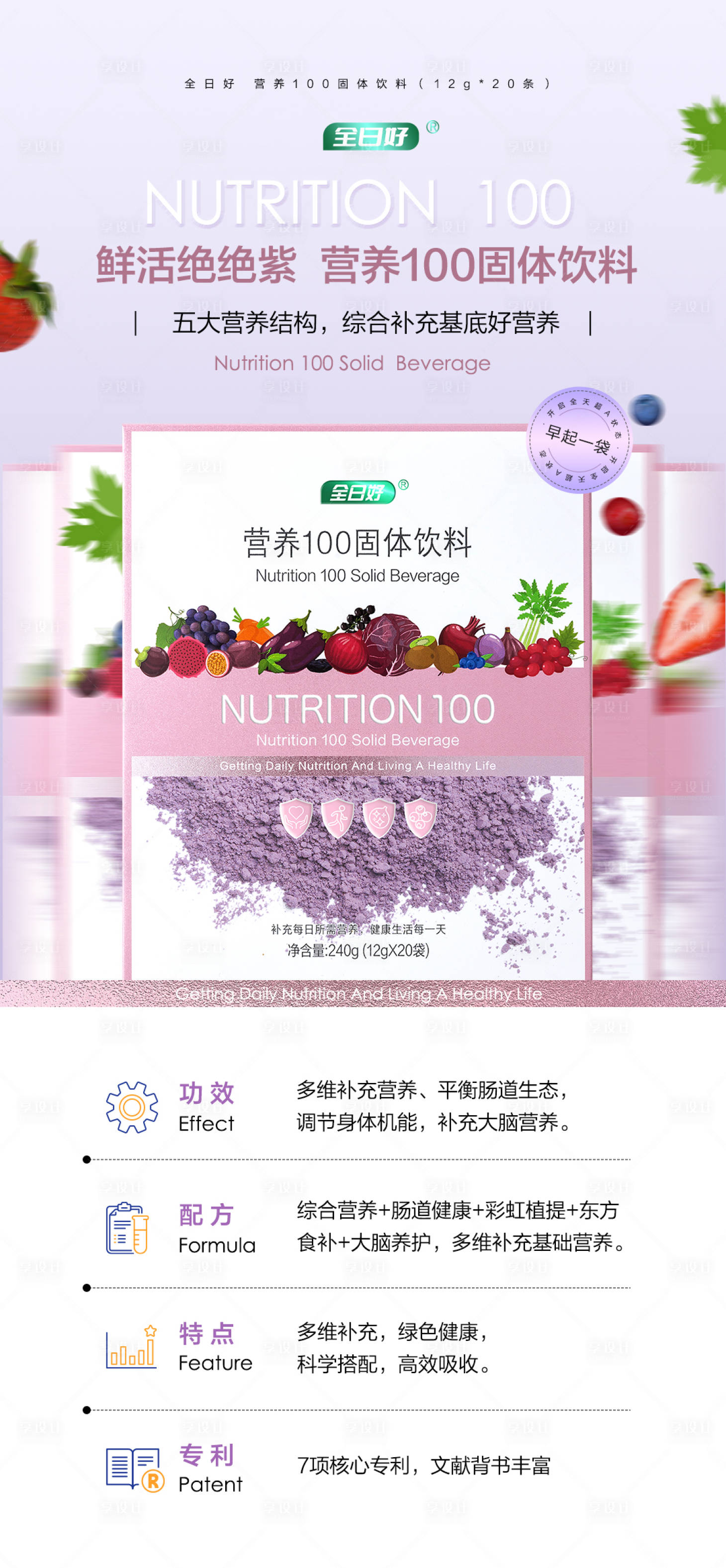 源文件下载【享设计】搜索编号：73150025782843269【100营养素产品概述 】