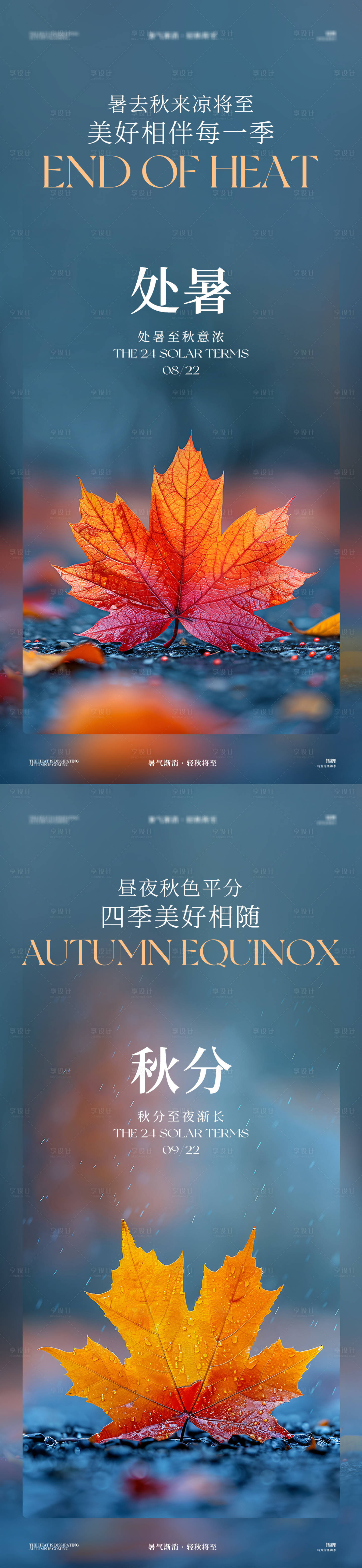 源文件下載【享設計】搜索編號：35880025821041206【處暑秋分節氣系列楓葉海報】
