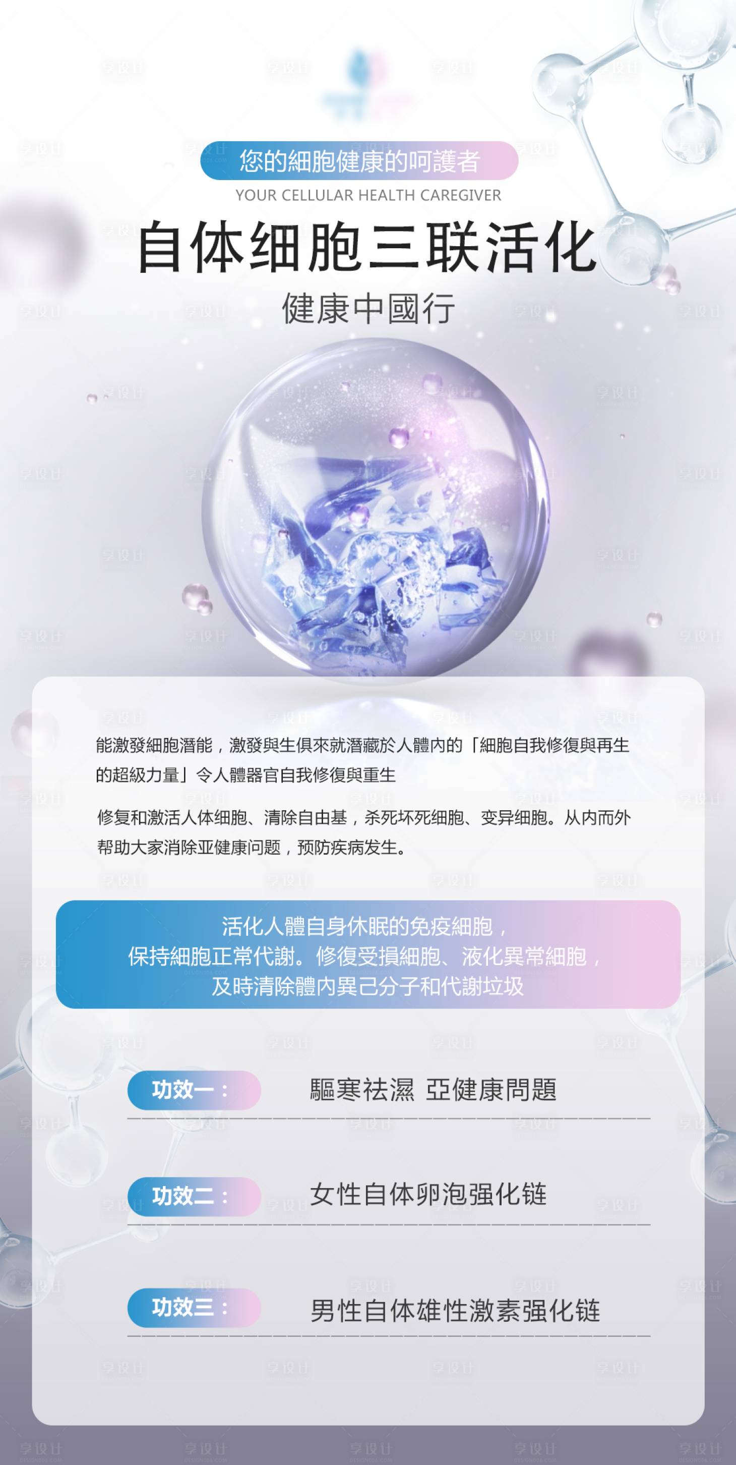 源文件下載【享設計】搜索編號：95210026014881496【自體細胞三聯活化醫美海報】