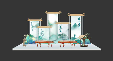 源文件下载【古筝活动美陈】编号：63210025767462050