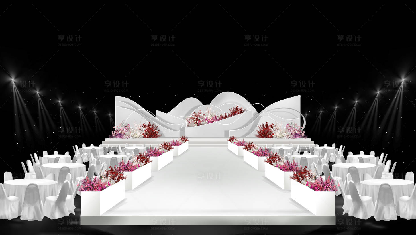 源文件下载【享设计】搜索编号：40300025981777919【白色秀场风婚礼效果图】