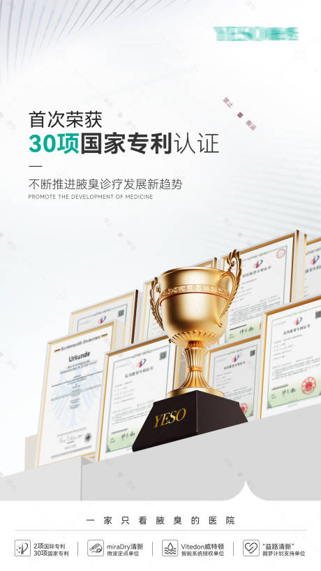 源文件下载【医美资质专利权威认证奖杯海报】编号：34840025551276447