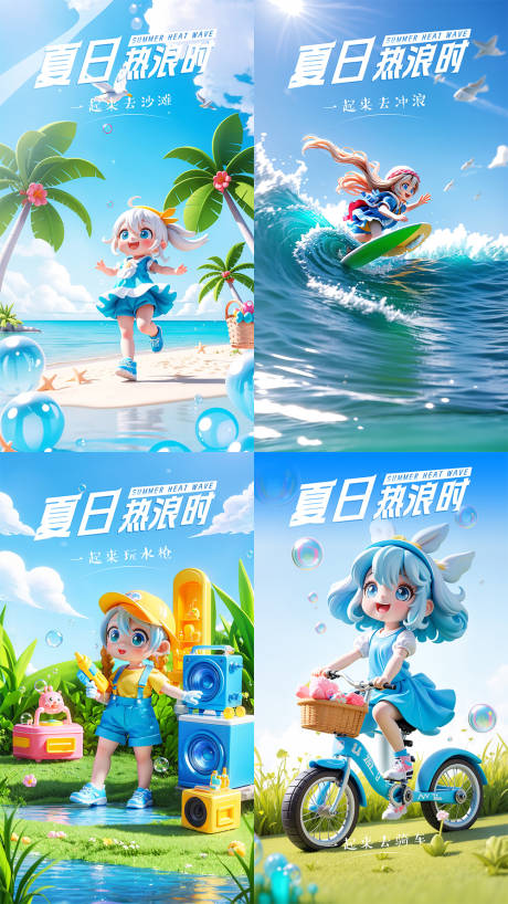 源文件下载【夏日热浪沙滩活动海报】编号：95810025776879206