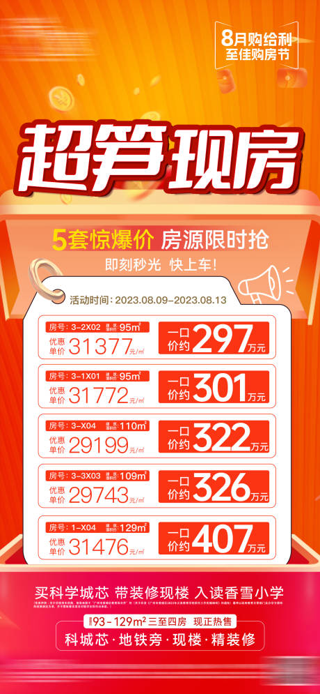 源文件下载【房地产现房特价房源海报】编号：69350026306006560