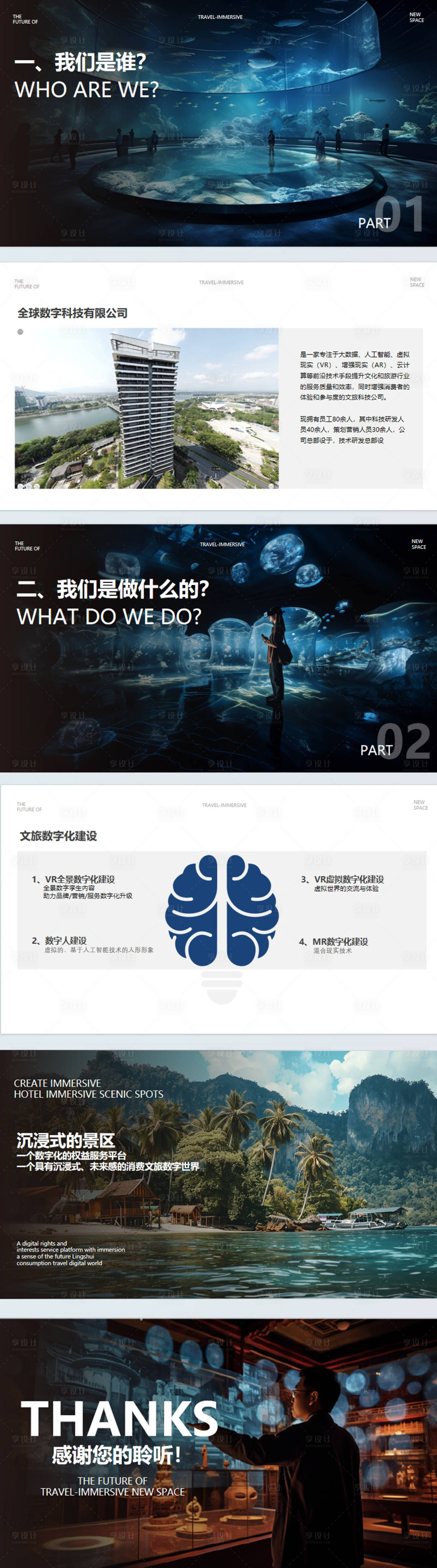 源文件下載【享設計】搜索編號：88690026275329480【元宇宙文旅項目科技展館企業介紹ppt】
