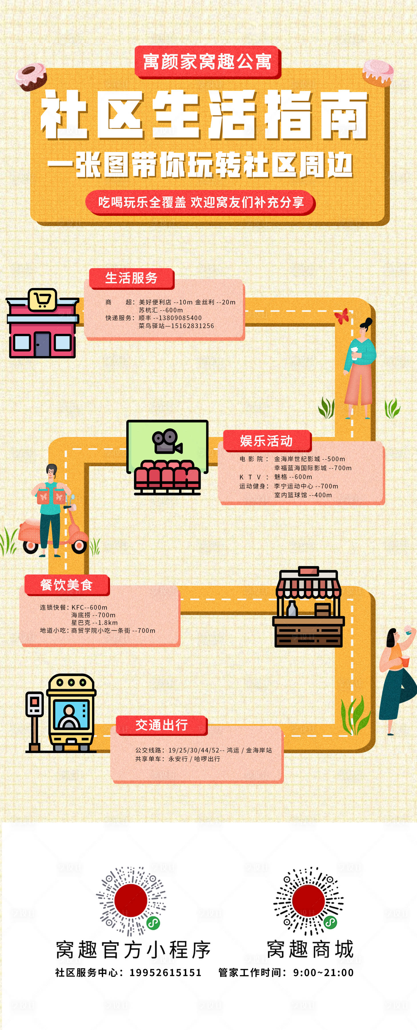 源文件下載【享設(shè)計(jì)】搜索編號(hào)：80120026117991521【社區(qū)生活指南插畫(huà)長(zhǎng)圖海報(bào)】