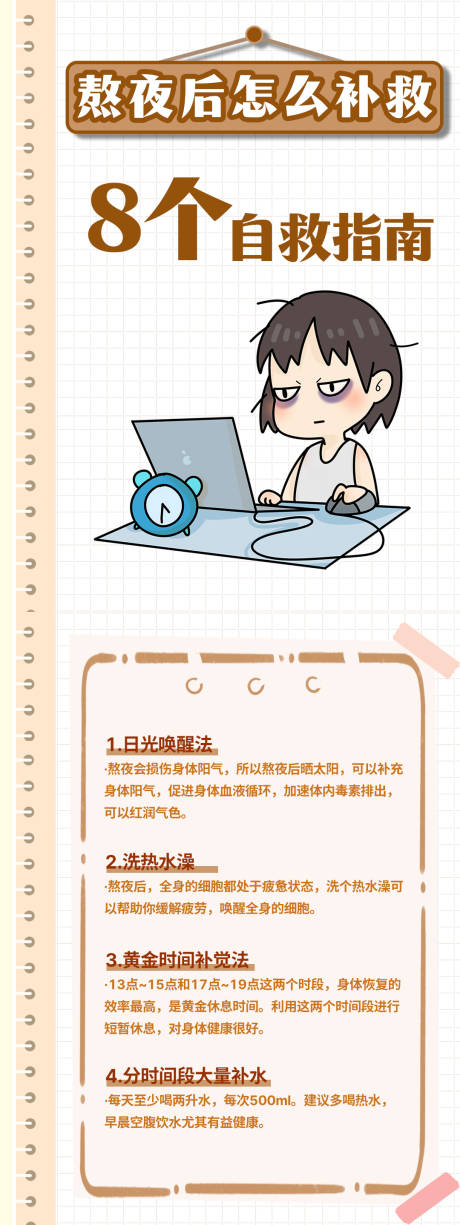 源文件下载【熬夜自救科普长图海报】编号：84770026086054498