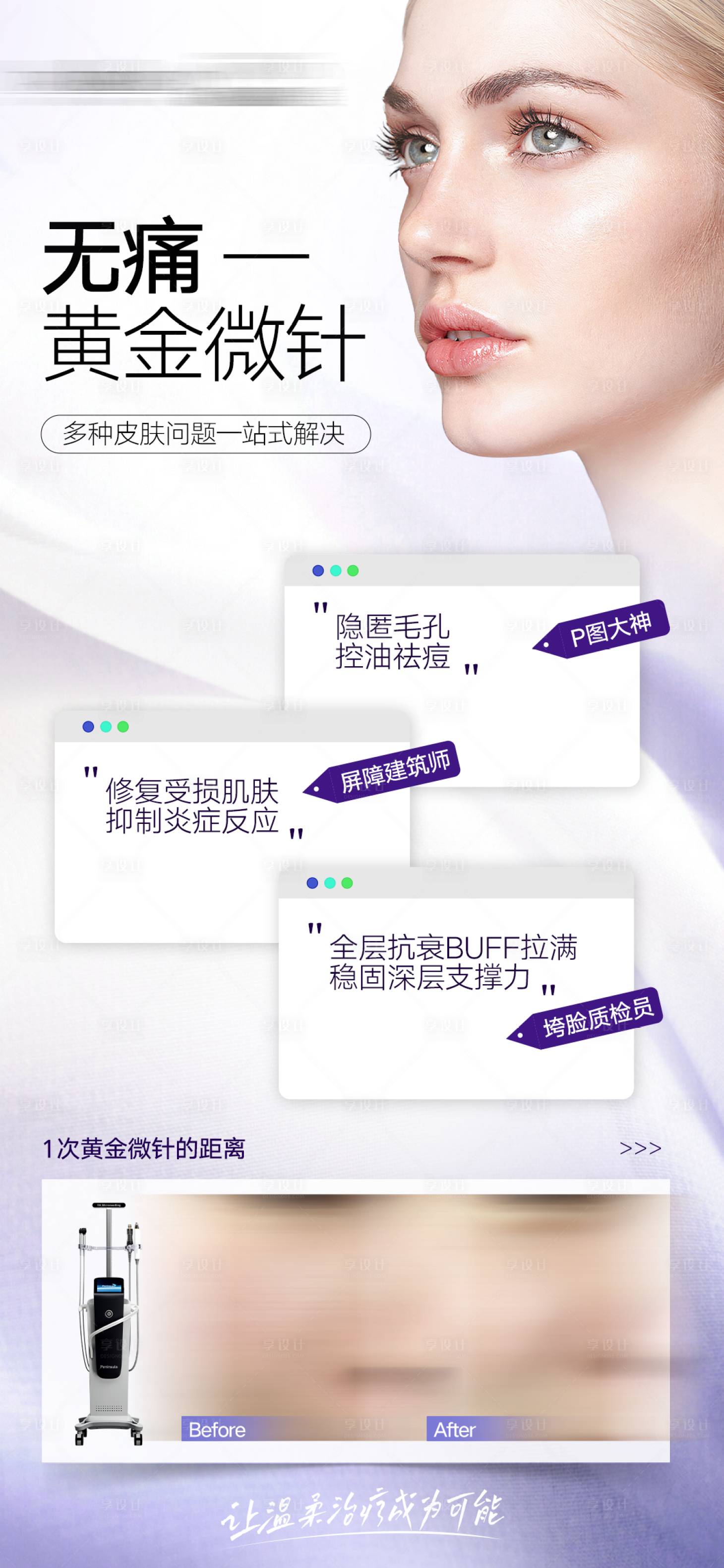 源文件下載【享設計】搜索編號：34790026441962023【黃金微針科普海報】