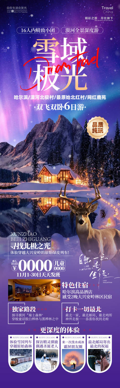 雪域极光漠北雪乡旅游海报