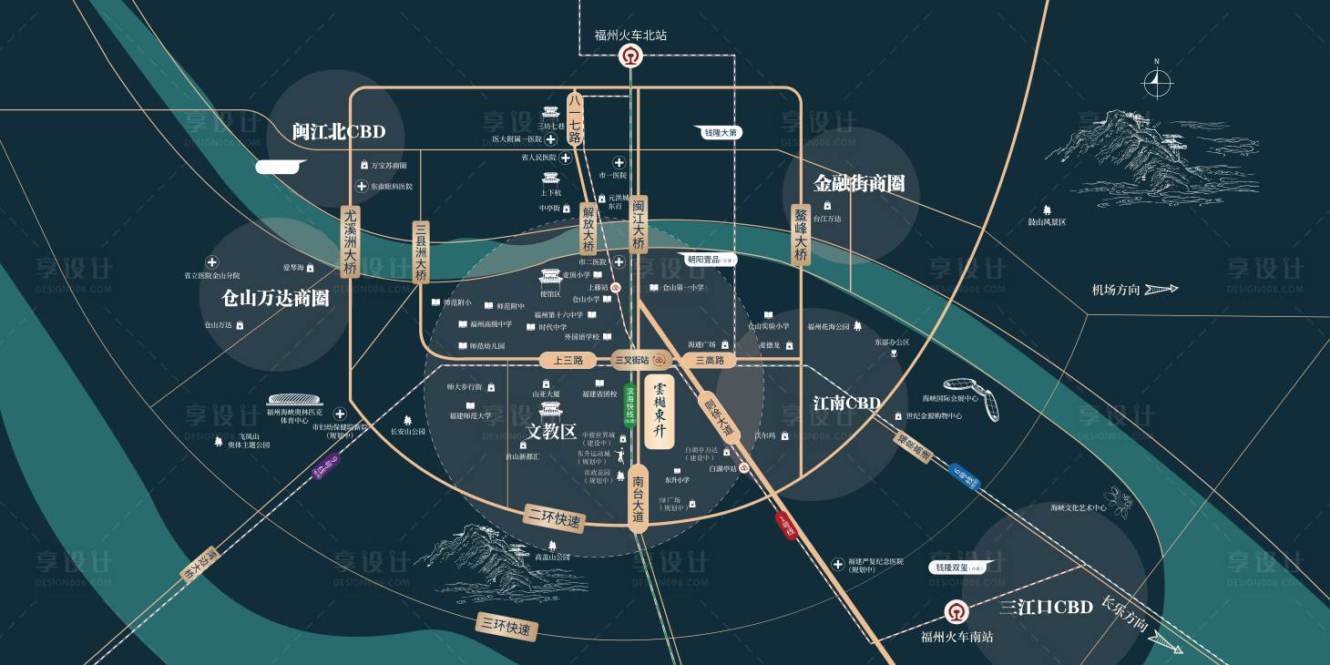 源文件下載【享設計】搜索編號：50910026171075274【福州區(qū)位地圖地標】