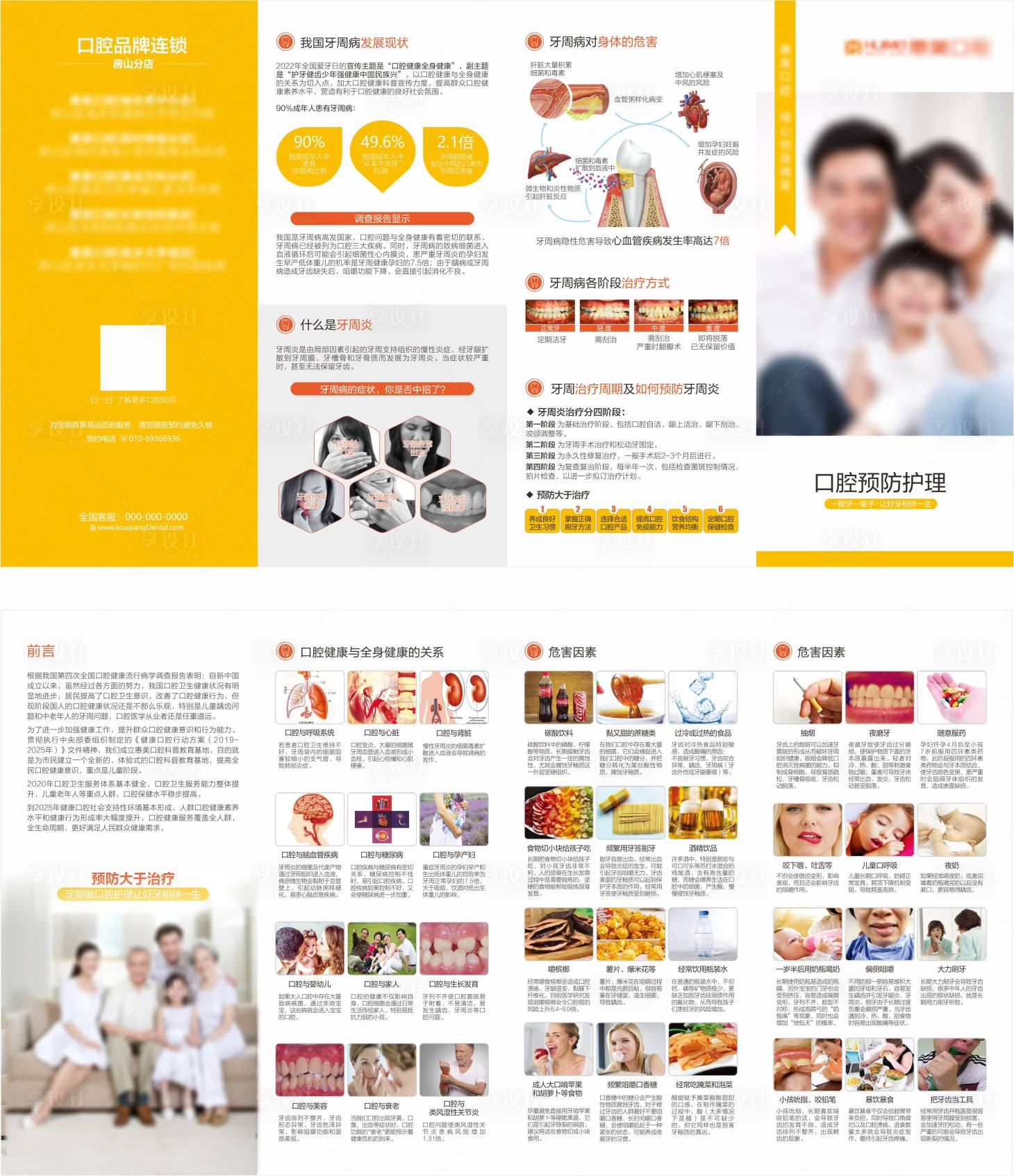 源文件下载【享设计】搜索编号：25430026101596572【口腔预防护理四折页】