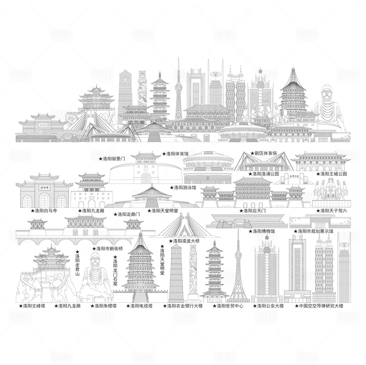 源文件下載【享設計】搜索編號：51480026420923915【洛陽地標建筑】