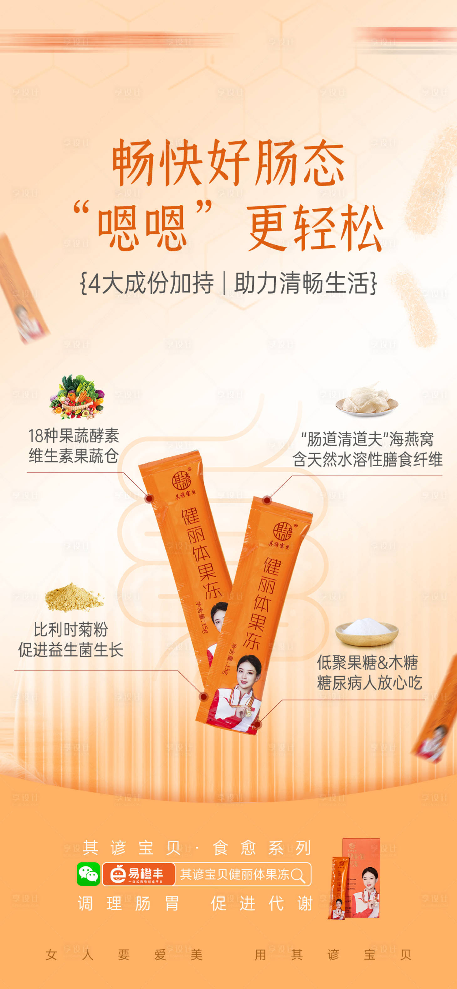 源文件下载【享设计】搜索编号：48520026401124601【酵素瘦身果冻宣传海报】