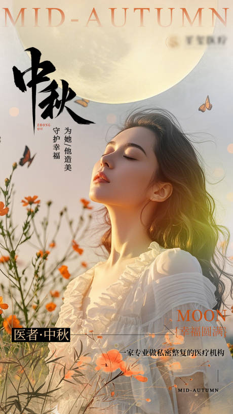源文件下载【享设计】搜索编号：33190026236213947【中秋医美美女海报】