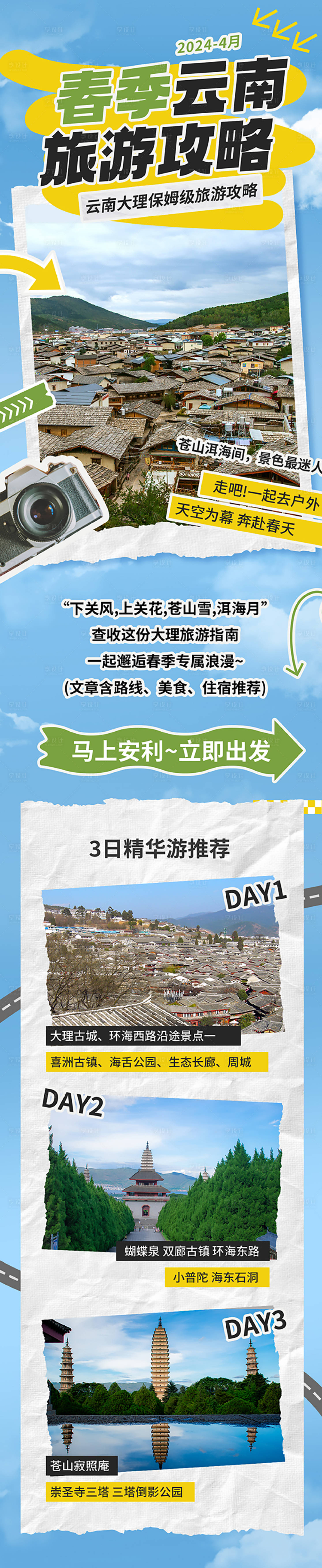 源文件下载【云南旅游攻略海报长图】编号：50030026501025349