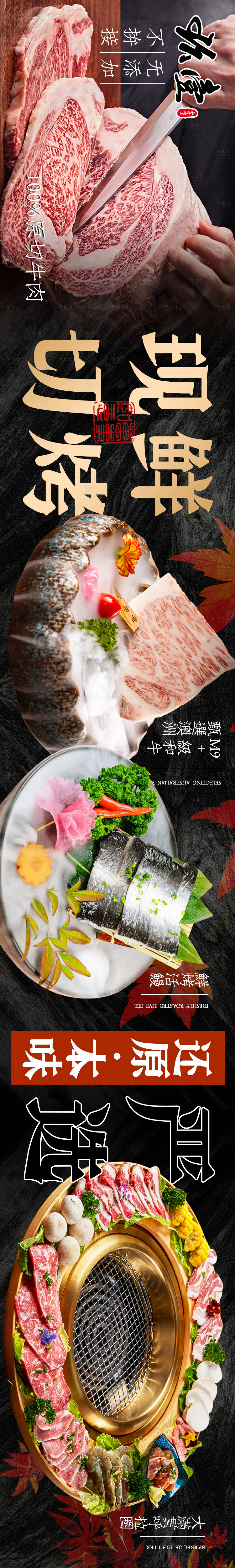 源文件下载【质感烤肉点评五连图】编号：47300026350872847