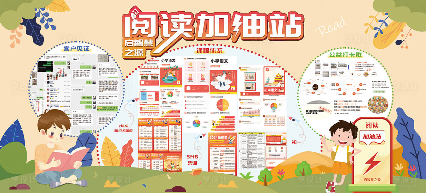 源文件下载【学校阅读加油站读书活动展板】编号：16470026167631921