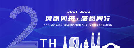 源文件下载【享设计】搜索编号：26020026090317727【周年庆城市剪影活动背景板】