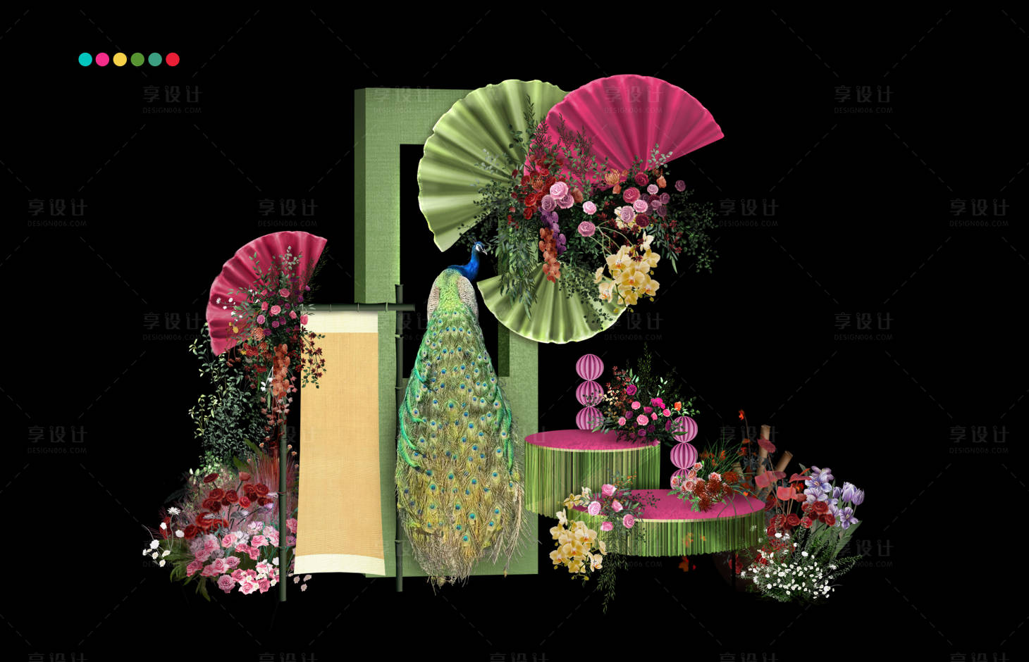 源文件下载【享设计】搜索编号：92450026186487950【南洋风撞色婚礼答谢布置背景婚书打卡】