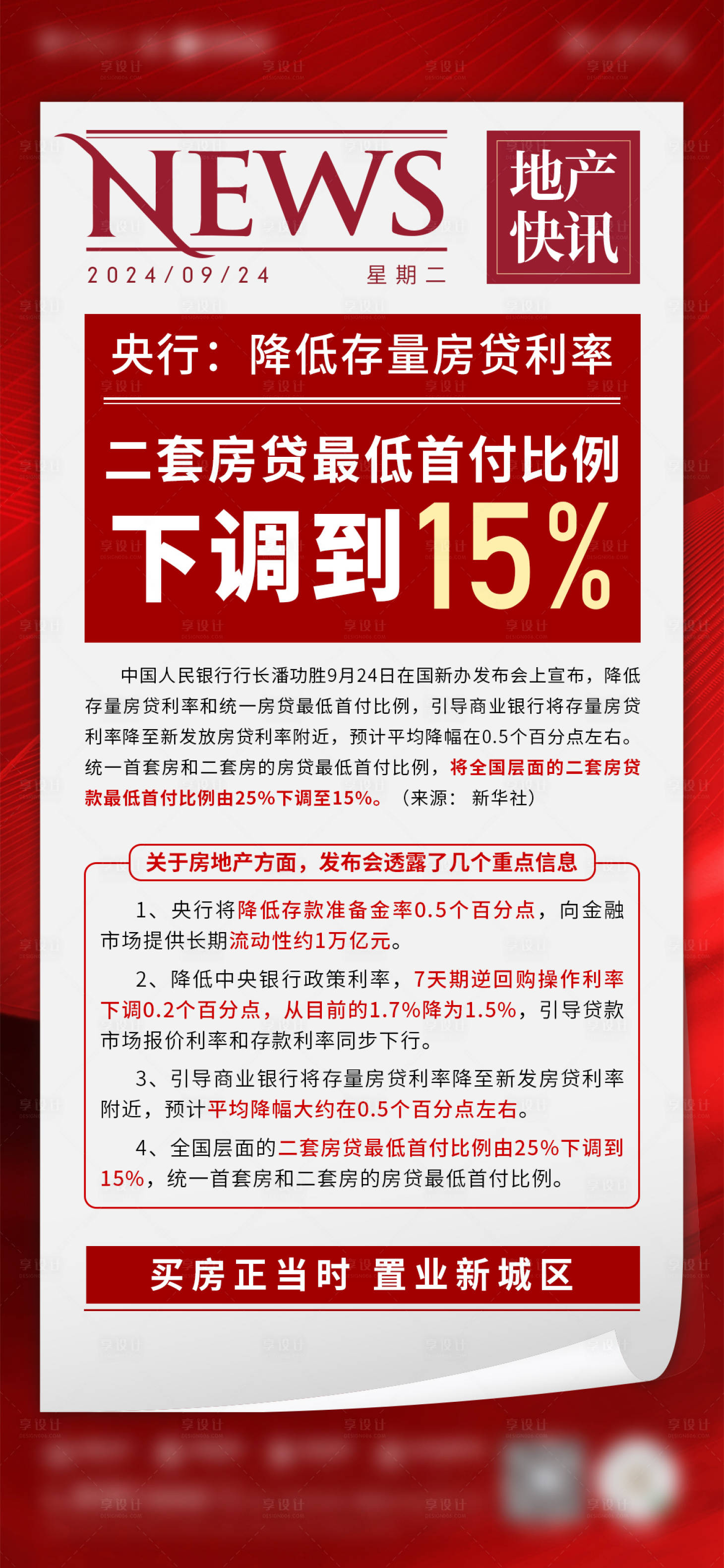 源文件下载【二套房贷最低首付比例下调海报】编号：32810026437811727